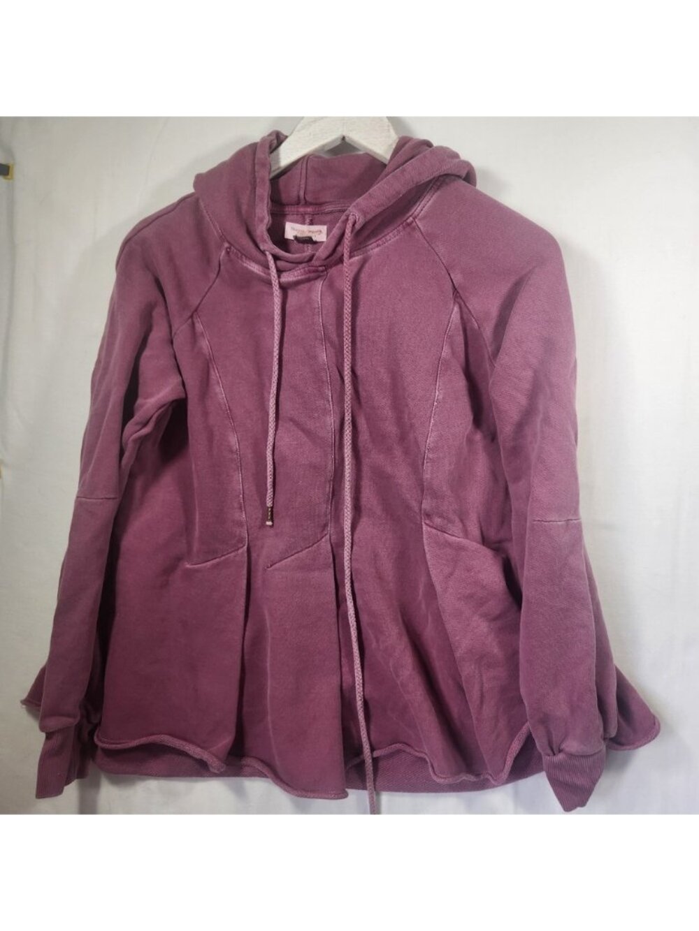 Anthropologie Pilcro Plum Cotton Hooded Pullover Sweatshirt Paneled Mauve‎ Small